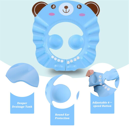 Baby Shower Caps 2 Pack, Soft Adjustable Leaf Shape Shampoo Protective Cap for Babies, Waterproof Bath Cap for Kids 1