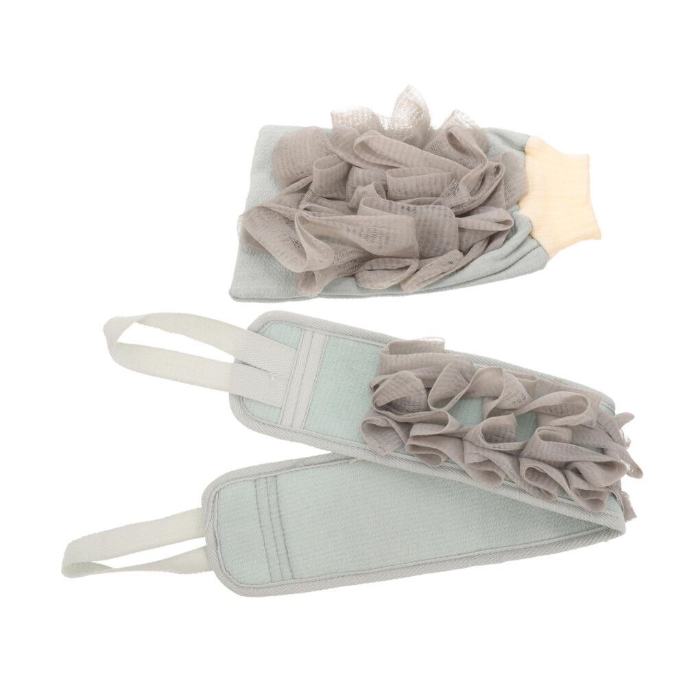 Washable Microfiber Exfoliating Body Scrubber Towels for Bath and Shower, Grey, 2-Pack, Spa Peeling Brush for Skin Care