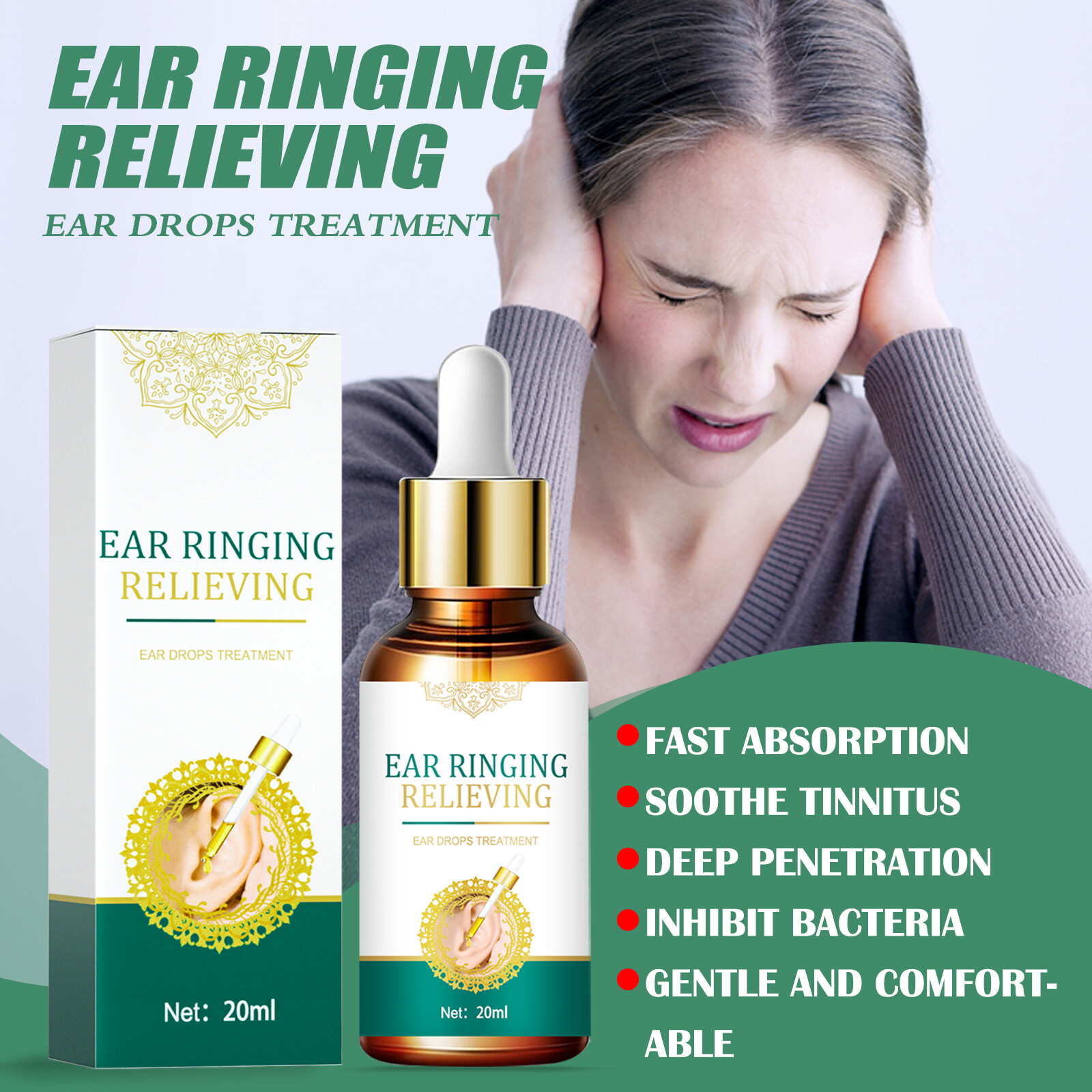 1X Ear Drops for Tinnitus, Relief for Ringing Ears Drops, Ear Ringing