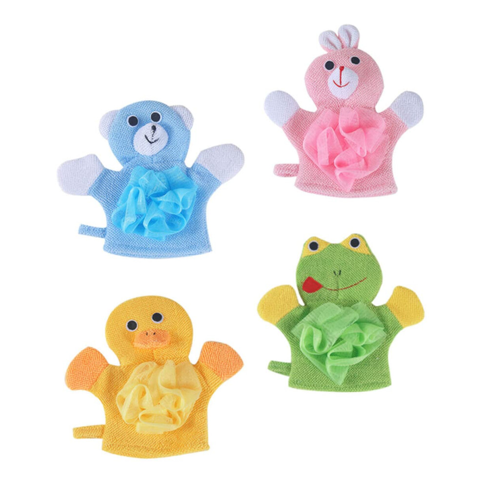 Cartoon Bath Gloves Set of 4 for Body Washing Soft Material Bath Towel Cleanser Body Scrubber Shower Accessories