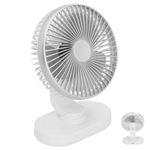 Mini Desktop Fan D77 5000mAh Silver Oscillating USB Rechargeable Cooler