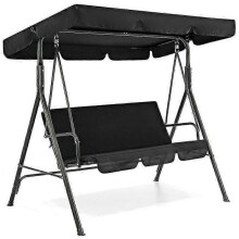 (Black) 3 Seat Swing Canopies Seat Cushion Cover Set Patio Swing Chair Hammock Replacement Waterproof Garden TW