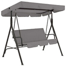 (Gray) 3 Seat Swing Canopies Seat Cushion Cover Set Patio Swing Chair Hammock Replacement Waterproof Garden TW