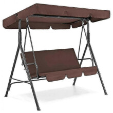 (Coffee) 3 Seat Swing Canopies Seat Cushion Cover Set Patio Swing Chair Hammock Replacement Waterproof Garden TW