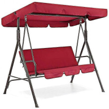 (Red) 3 Seat Swing Canopies Seat Cushion Cover Set Patio Swing Chair Hammock Replacement Waterproof Garden TW