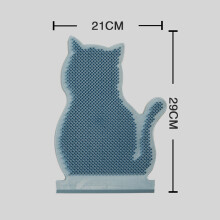 Katze Selbstpflegegerät, widerstandsfähiges PE, Katzengesicht-Massagegerät, Juckreiz-Board mit Katzenminze, bunte Verpackung in Blau