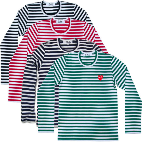 (Red,L)T-shirt manica lunga Comme Des Garcons cdg gioco piccolo cuore rosso cotone moda 1