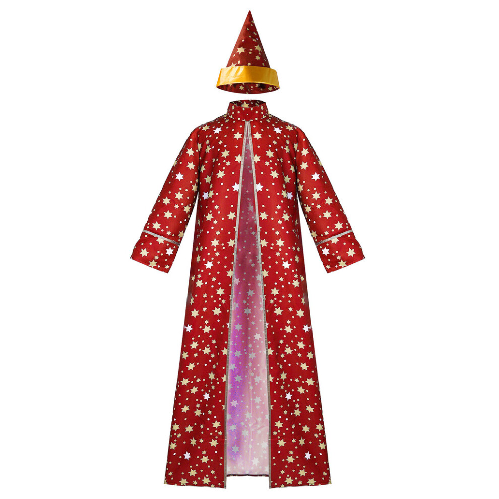 (, Adults S) Star Magician Halloween Moon Wizard Cosplay Costume Set With And Cloak Hat Red