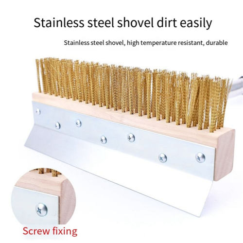 Pizza Oven Brush Grill Brush Removable Long Pole Grill Cleaning Tool 2