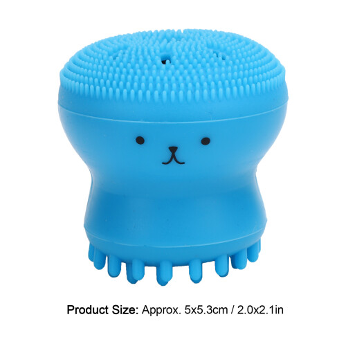 Brosse de douche en caoutchouc bleu en forme de chat 5x5.3cm Distributeur 2