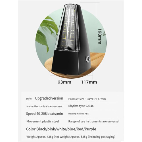 Mechanical Metronome Universal for Guitar Violin Piano - Durable Black Practice Tool with Easy Installation 2