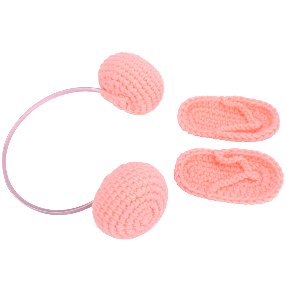 Baby Knitting Wool Earphone Set Photography Props For Newborns Pink 8381340641354