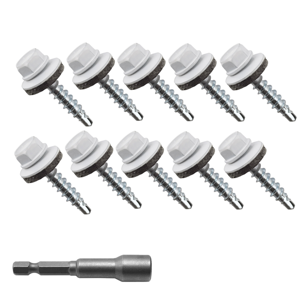 300Pcs 10X1 Hex Heads Self-Drilling Metal Roofing Screws, Epdm Washer 4713507961618