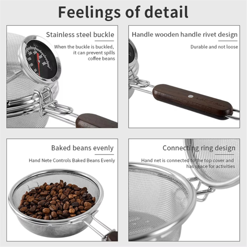 Stainless Steel Coffee Roaster with Thermometer, Home Use 2