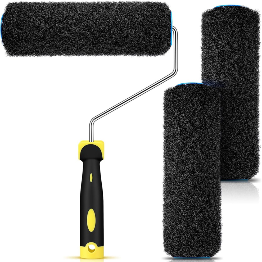 3Pcs Drywall Compound Roller Cover With 1Pc Paint Roller Frame 4713507965401