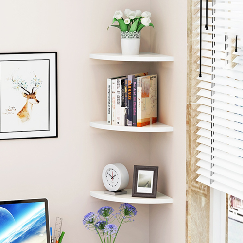 Corner Shelf Bookshelf Wall Punch-Free Fan-Shaped Shelf B 2