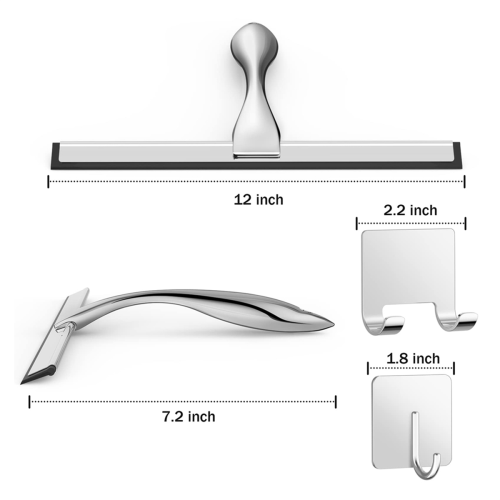 Stainless Steel Shower Squeegee with Adhesive Hook 2