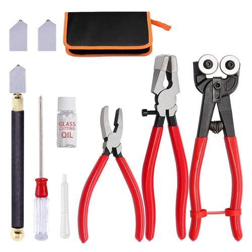 Glass Cutting Tool Set Kit, Wheeled Glass Tile Nippers Set 1