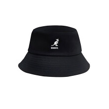 (Black)Chapeau seau lavé classique Kangol coton haut rond large bord unisexe couvre-chef