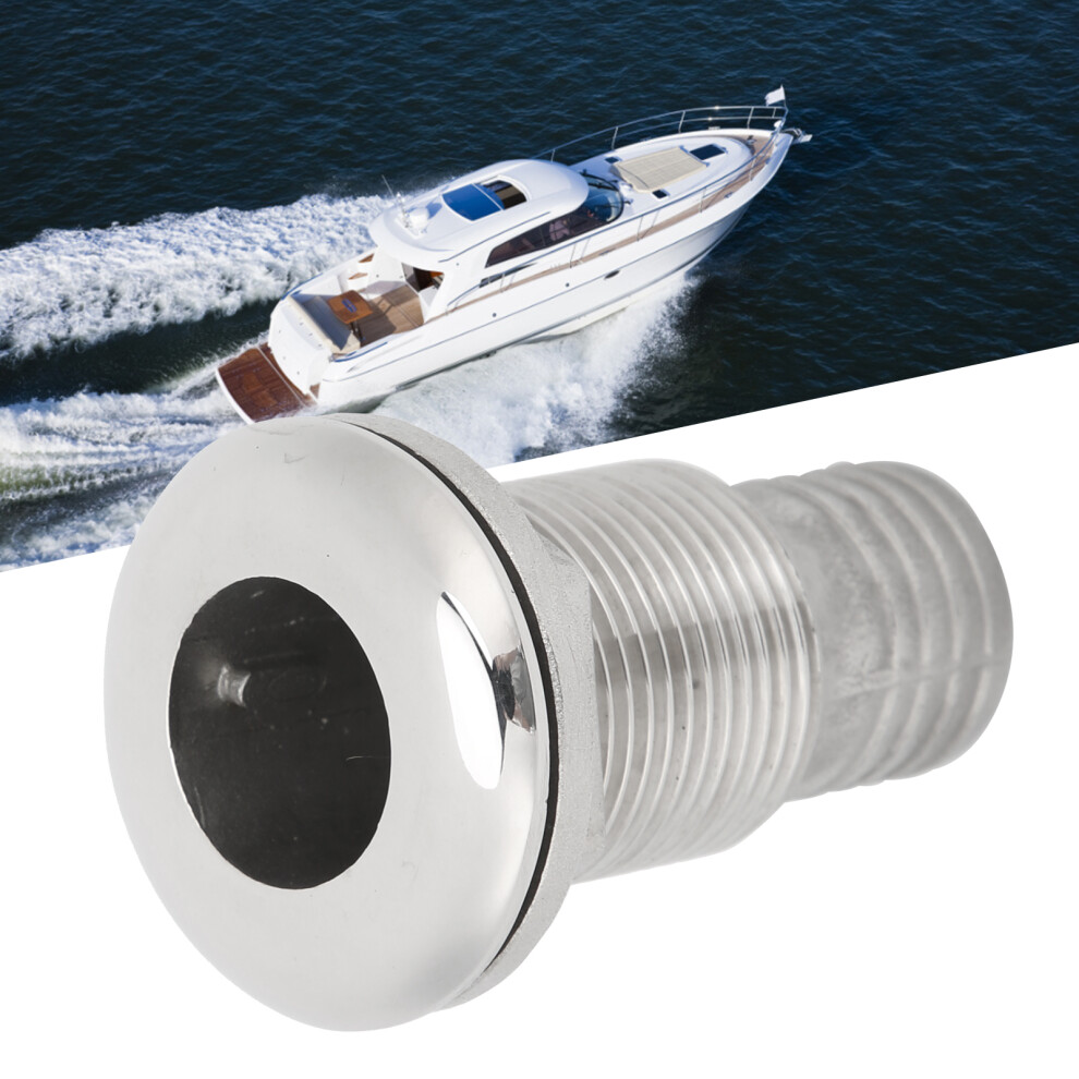 Marine Stainless Steel Thru Hull Fitting 1.5 Inch Hose Barb Connector 8741340643688