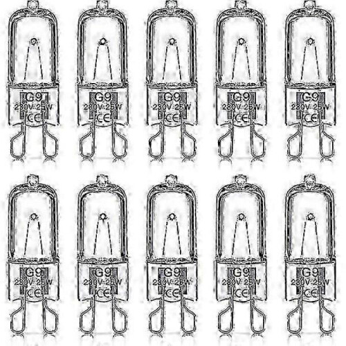 (25W) G9 halogen lamps 60W, 230V, 10 Pack 60W