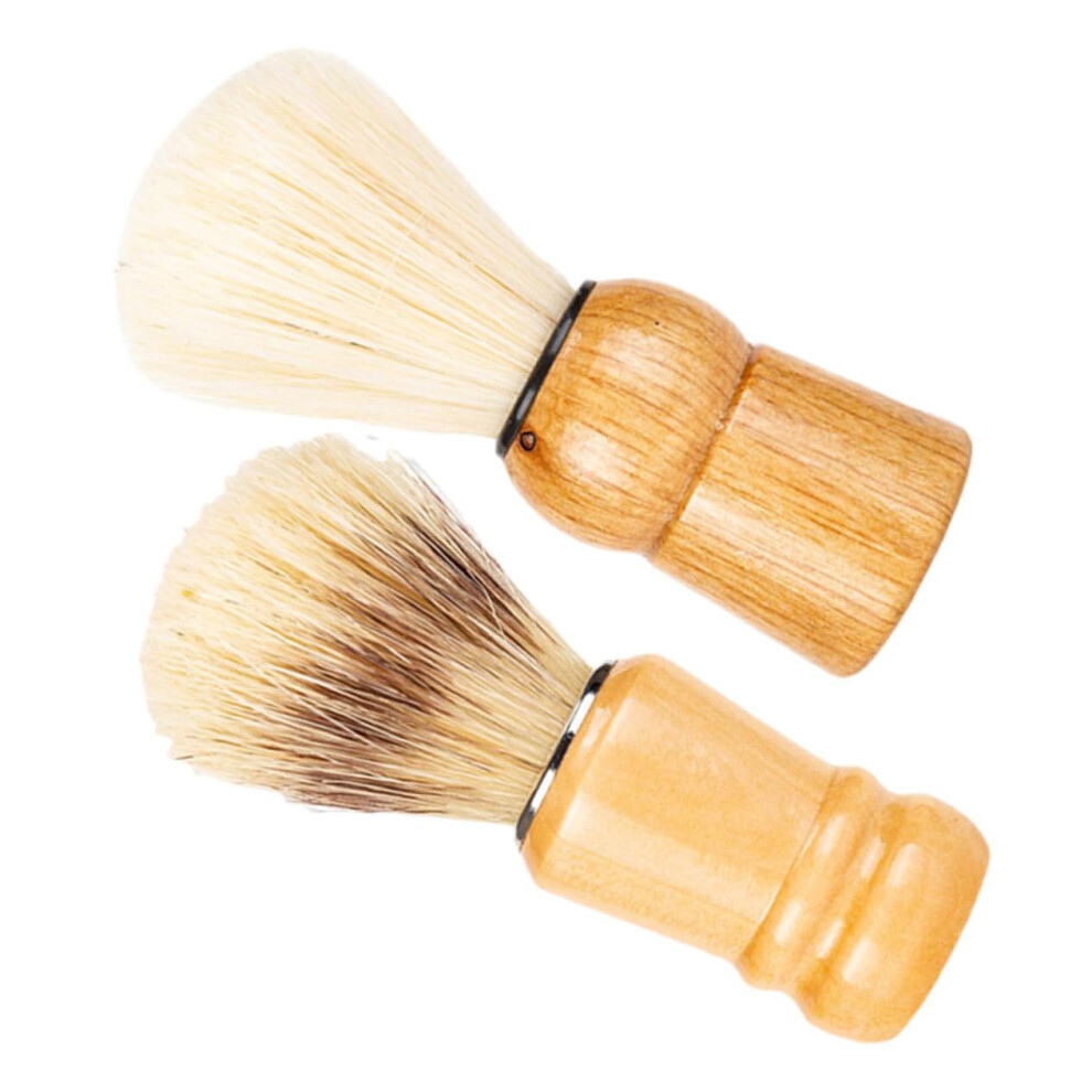 Wooden Shaving Brushes for Men - 2 Pieces High-Quality Beard and Moustache Care Brushes with Bristles for Optimal Grooming