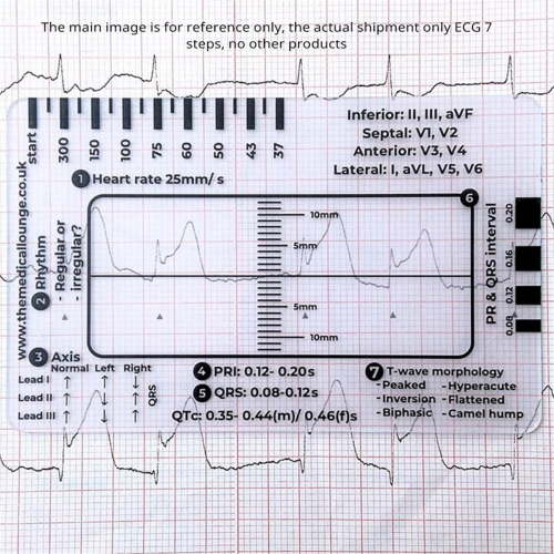 ECG 7 Step Ruler, ECG Ruler Plastic Ruler Measuring Tool 2