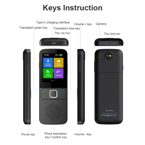 T10 Smart Voice Translator Instant Real-Time Translation Black 2