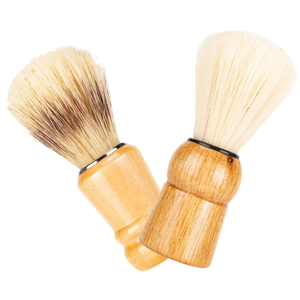 Cream Wooden Beard Brush And Shaving Brush Set For Men, High-Quality Shaving Brush For Home And Salon Use