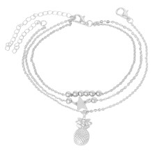 Double-Layer Creative Star Foot Chain Rope Bracelet for Men, Silver, One Size, Durable Design