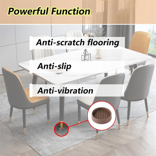 4Pcs Round Rubber Furniture Caster Cups, brown 2