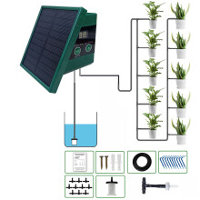 Kit di irrigazione a goccia solare, 10 vasi, tubo da 33 piedi