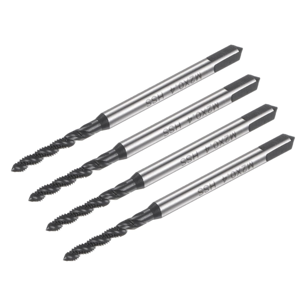 4Pcs Spiral Flute Thread Taps, M2 X 0.4 Coated Metric Screw Tap 4713629163143