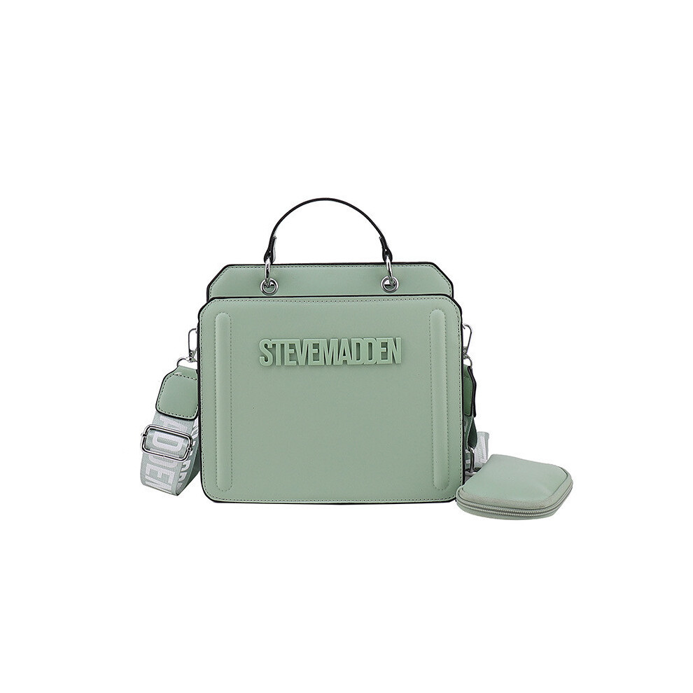 (Light Green)Bolso De Hombro Cuadrado Con Letras De Pu Para Mujeres Bolso Bandolera De Viaje Bolso De Mano Para Regalo De CercaníAs-image