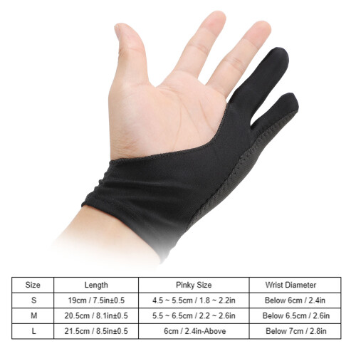 4 Pack Artist Drawing Gloves for Digital Tablets, Breathable, Elastic, Left Right Hand, M 1
