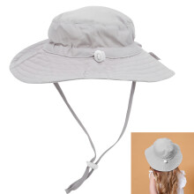 Kids Gray Sun Hat with Adjustable Windproof Strap M (50-54cm) Printed Beach Cap