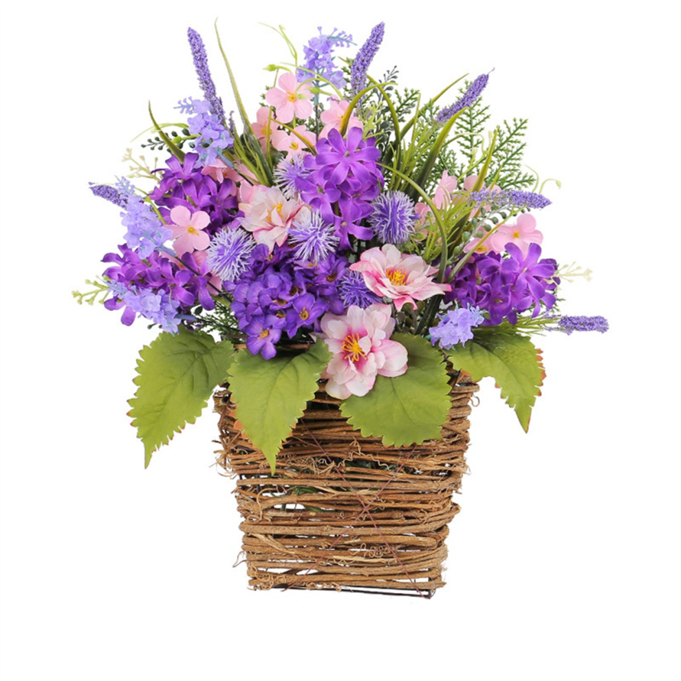 Hydrangea Door Hanger Basket Wreath,Wildflowers Door Hanging Basket