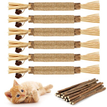 Pack of 21 Catnip Sticks for Cats, 15 Matatabi Chew Sticks, 6 Dental Care Cat Toys, Natural Wood for Bad Breath