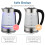 Electric Kettle 2L 220V 2000W Blue Glass Fast Boil 8