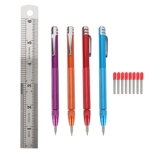 4 Pcs Tungsten Carbide Scriber Set with Aluminium Handles & 8 Tips 2