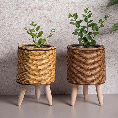 Vintage Imitation Rattan Woven Flower Shelf Handmade,E 2