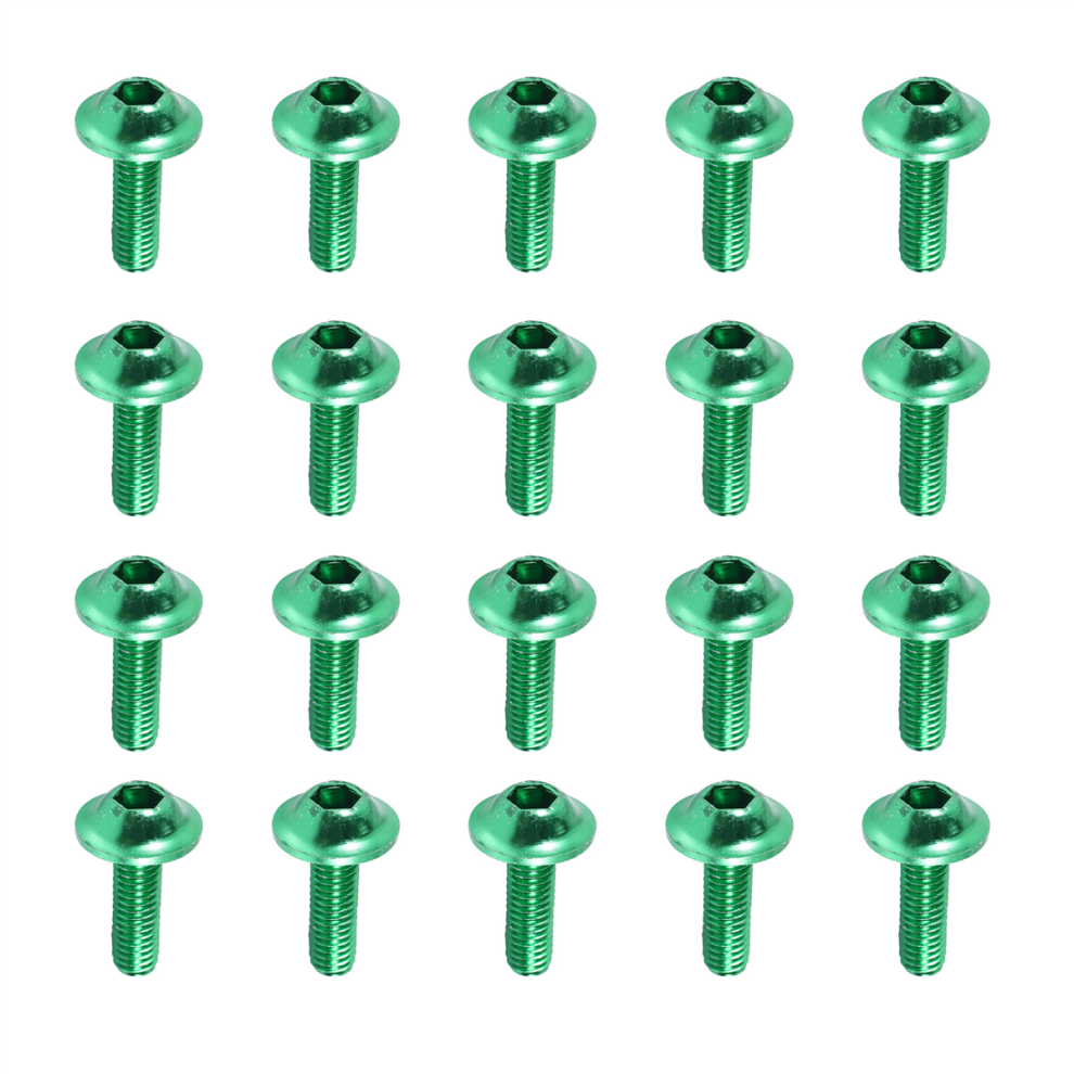 20 Pcs Green Aluminum Alloy Motorcycle Hexagonal Bolts Screws M6 4712829533077