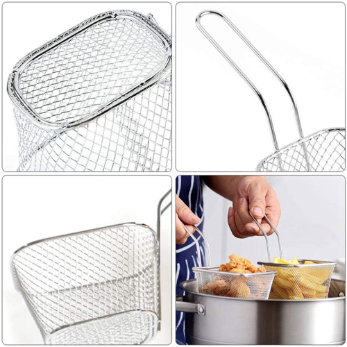 Fry Baskets, Mesh Wire French Fries Chip Basket Net, for Kitchen C 2