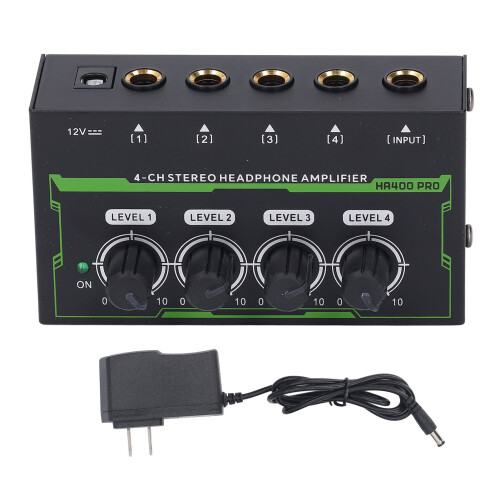 4 Channel Headphone Amplifier Stereo Amp DJ Mixer