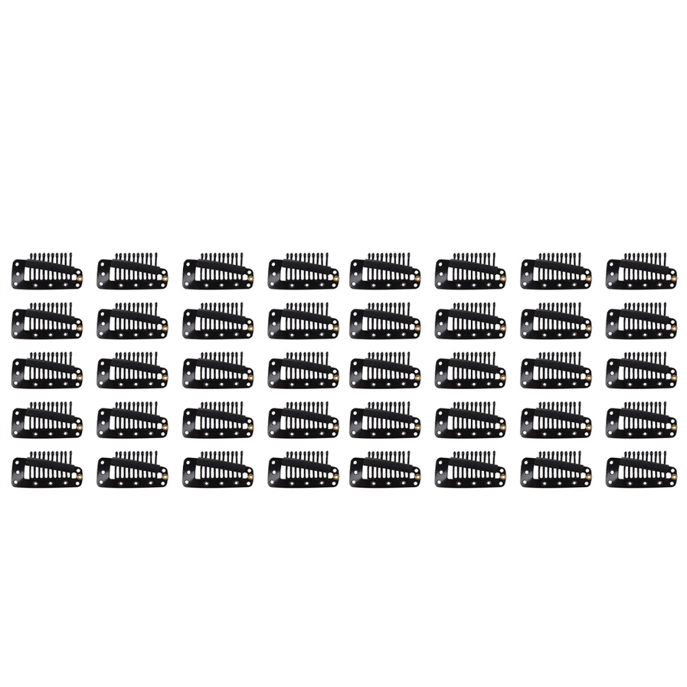 20st Schwarz 10 Zaehne Snap Kamm Peruecke Clips mit Gummi Rueckseiten