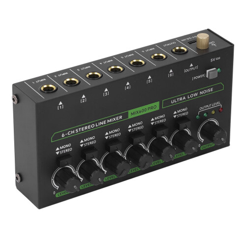 6 Channel Mixer with RGB Light 1/4 TRS TS Low 2