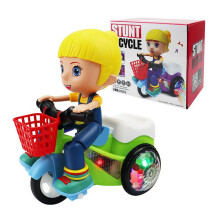 Stunt Spin Dance Tricycle for Preschool Girls, 360 Rotating Cartoon Motorcycle with Music, Fun Indoor and Travel Ride