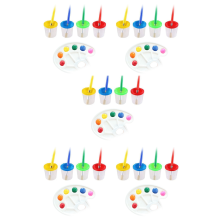 9 Pcs No Spill Paint Cups with Paint Brushes and Paint Tray Palette