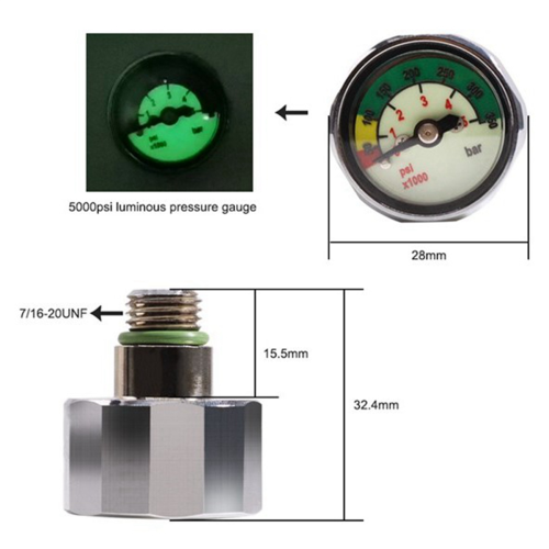 2Pcs Scuba Diving Bottle Pressure Gauge 1