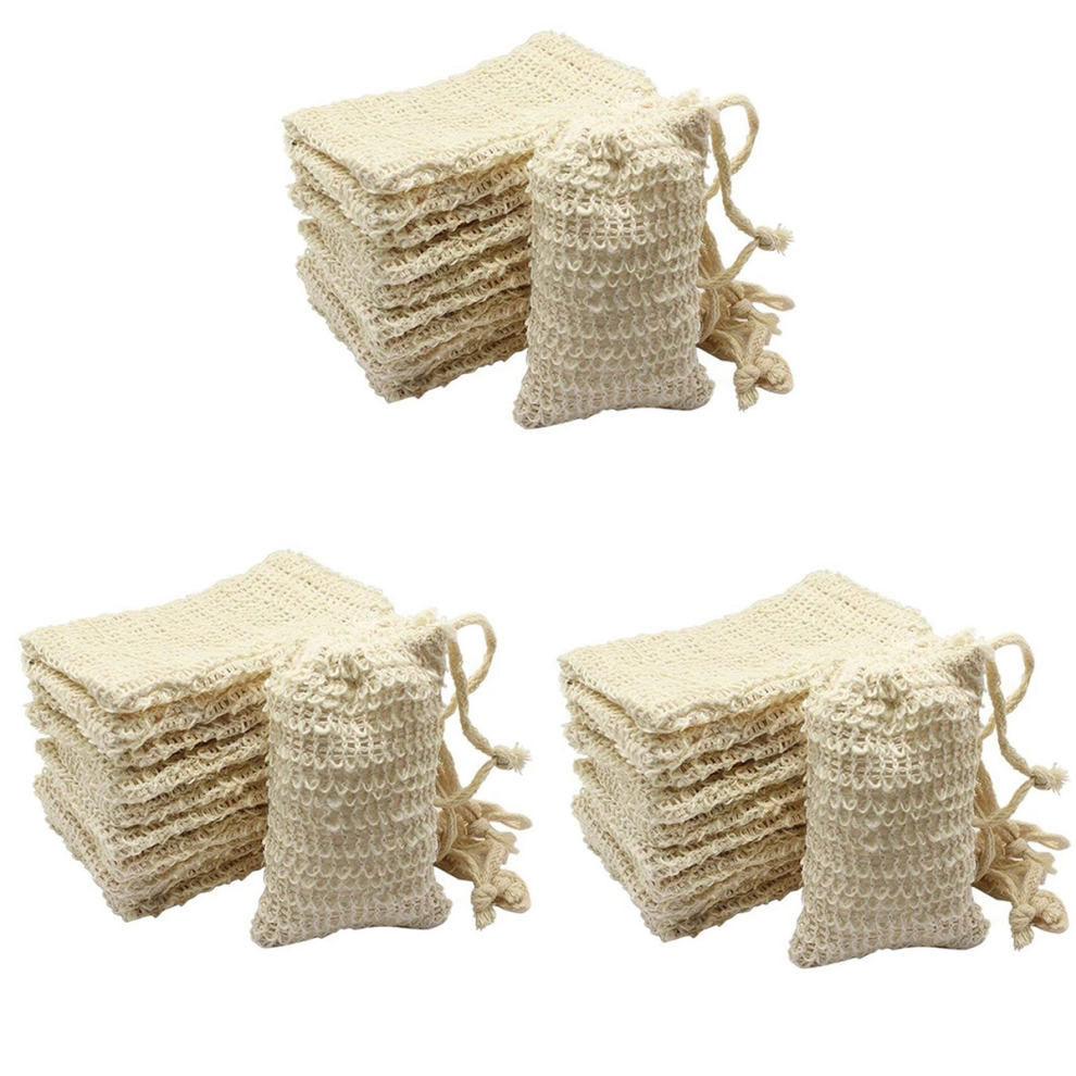30 Pcs Natural Sisal Soap Bag Exfoliating Soap Saver Pouch Holder